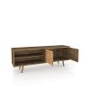 Manhattan Comfort Liberty 62.99" Mid-Century Modern TV Stand with 3 Shelves and 2 Doors in Rustic Brown and 3D Brown Prints