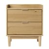 Mid-Century Modern 2-Drawer Solid Wood Nightstand – Natural Pine