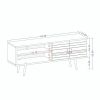 Manhattan Comfort Liberty 62.99" Mid-Century Modern TV Stand with 3 Shelves and 2 Doors in White and Rustic Brown with Solid Wood Legs